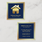 Blauw Goud Folie Thuis Logo Vastgoedmakelaar Vierkante Visitekaartje (Voorkant / Achterkant)