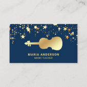 Blauw Goud Folie Viool Muziek Docent Vioolvioliste Visitekaartje (Voorkant)