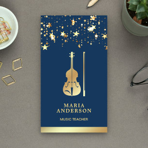 Blauw Goud Folie Viool Muziekleraar Violist Visitekaartje