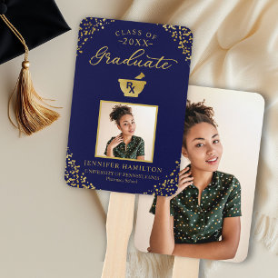 Blauw Goud Foto Apotheek School Afstuderen Handwaaier