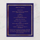 Blauw goud foto roze bloemen begrafenis programma (Achterkant)