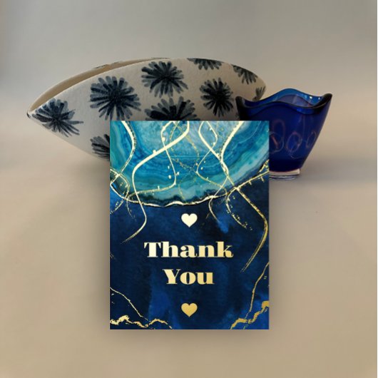 Blauw Goud Galaxy Agaat Bruiloft Folie Uitnodiging Briefkaart