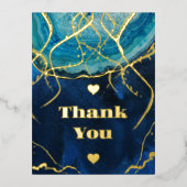 Blauw Goud Galaxy Agaat Bruiloft Folie Uitnodiging Briefkaart (Voorkant)