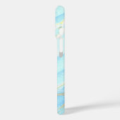 Blauw Goud Gedrukt Marmer Zomer Custom Monogram Case-Mate iPhone Case (Achterkant / Links)