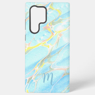 Blauw Goud Gedrukt Marmer Zomer Eigen Naam Samsung Galaxy Hoesje