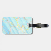 Blauw Goud Gedrukt Marmeren Patroon Custom Monogra Bagagelabel (Achterkant horizontaal)