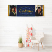 Blauw Goud Gefeliciteerd Afgestudeerden 2 Foto Afs Spandoek (Insitu)