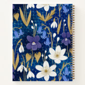 Blauw & Goud Geïllustreerd Bloemen Dankbaarheidsbl Notitieboek (Achterkant)