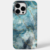 Blauw Goud Geïllustreerd Marmer Case-Mate iPhone Case (Achterkant)