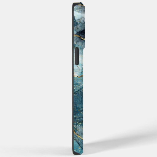 Blauw Goud Geïllustreerd Marmer Case-Mate iPhone Case (Achterkant / Rechts)