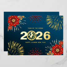 Blauw Goud Gelukkig Chinees Nieuwjaar van het Paar