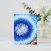 Blauw Goud Geode Hars Patroon Briefkaart (Staand voorkant)