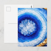 Blauw Goud Geode Hars Patroon Briefkaart (Voorkant / Achterkant)