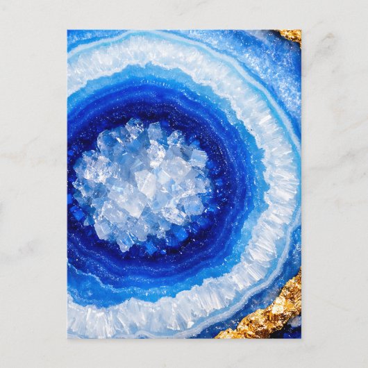 Blauw Goud Geode Hars Patroon Briefkaart (Voorkant)
