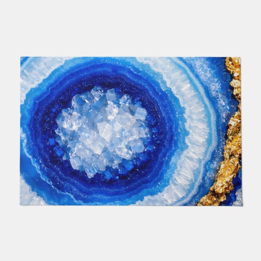Blauw Goud Geode Hars Patroon Deurmat (Voorkant)