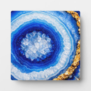 Blauw Goud Geode Hars Patroon Fotoplaat