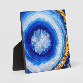 Blauw Goud Geode Hars Patroon Fotoplaat (Voorkant)