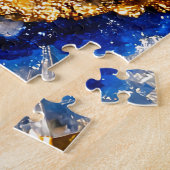 Blauw Goud Geode Hars Patroon Legpuzzel (Zijkant)