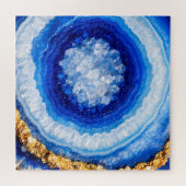 Blauw Goud Geode Hars Patroon Legpuzzel (Horizontaal)