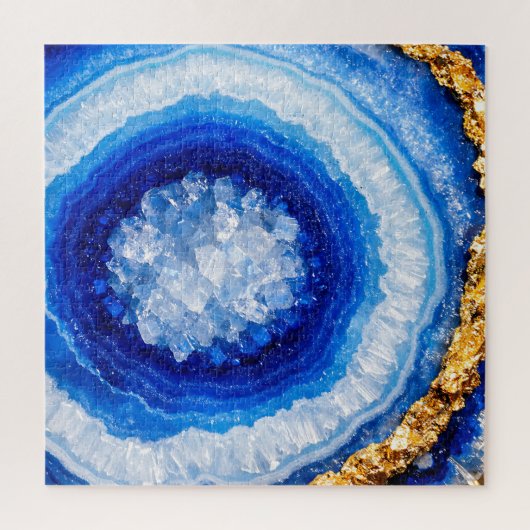 Blauw Goud Geode Hars Patroon Legpuzzel (Verticaal)