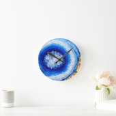 Blauw Goud Geode Hars Patroon Ronde Klok (Huis)