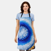 Blauw Goud Geode Hars Patroon Schort (Gedragen)