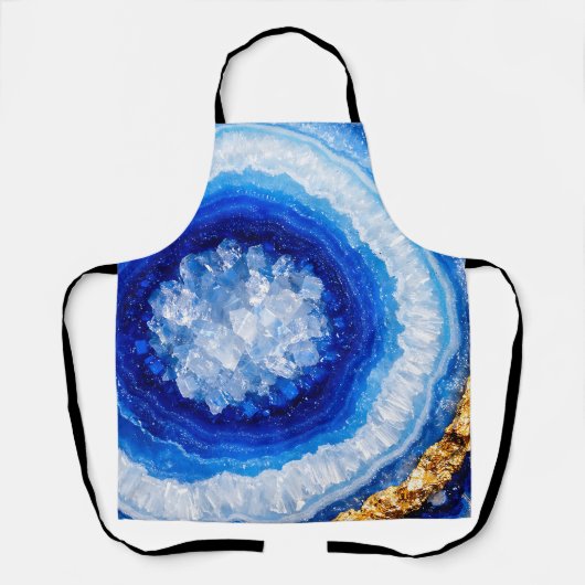Blauw Goud Geode Hars Patroon Schort (Voorkant)