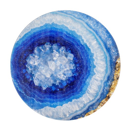 Blauw Goud Geode Hars Patroon Snijplank (Voorkant)