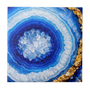 Blauw Goud Geode Hars Patroon Tegeltje