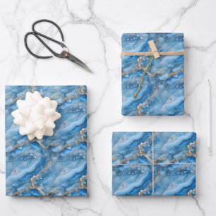 Blauw & Goud Geode Inpakpapier Vel