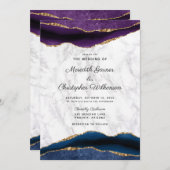 Blauw Goud Geode Paarse Agaat Bruiloft Kaart (Voorkant / Achterkant)