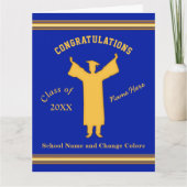 Blauw, Goud Gepersonaliseerde Afstuderen Kaarten v (Voorkant)