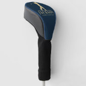 Blauw & Goud Gepersonaliseerde Monogram Golfer Golfheadcover (Schuin)