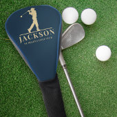 Blauw & Goud Gepersonaliseerde Monogram Golfer Golfheadcover