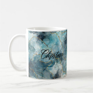 Blauw Goud Gepersonaliseerde Naam Mok