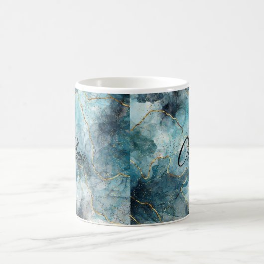 Blauw Goud Gepersonaliseerde Naam Mok (Center)