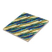 Blauw goud glam vloeibare puau shell naadloos patr tegeltje (Zijkant)