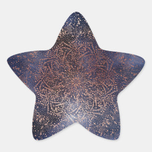 Blauw Goud Glans Kerst Holiday Ster Sticker