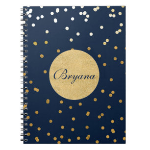 Blauw & Goud Glanzend Confetti Stippen Modern Noti Notitieboek