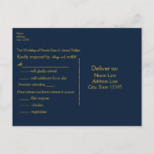 Blauw & Goud Glanzende Confetti Stippen Chic Moder Uitnodiging Briefkaart (Achterkant)