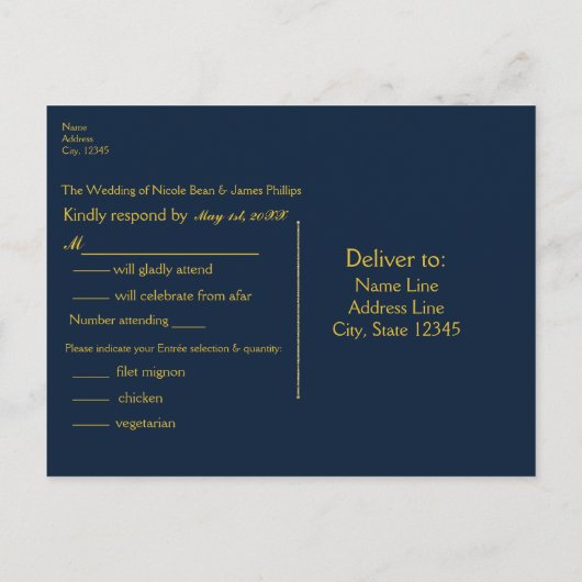 Blauw & Goud Glanzende Confetti Stippen Chic Moder Uitnodiging Briefkaart (Achterkant)