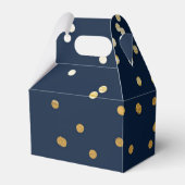 Blauw & Goud Glanzende Confetti Stippen Chique Mod Bedankdoosjes (Voorkant Zijde)