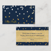 Blauw & Goud Glanzende Confetti Stippen Luier Raff Informatiekaartje (Voorkant / Achterkant)