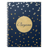 Blauw & Goud Glanzende Confetti Stippen Modern Not Notitieboek (Voorkant)