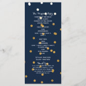 Blauw & Goud Glanzende Nep Folie Confetti Programm Programmakaart (Achterkant)