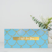 Blauw & Goud Glanzende Zeemeermin Cadeaubon (Staand voorkant)