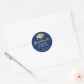 Blauw Goud Glitter Afstuderen Afstuderen Ronde Sticker (Envelop)