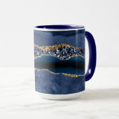 Blauw Goud Glitter Agate Marmer Elegant Modern Mok (Voorkant rechts)