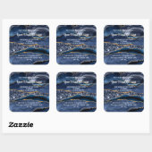 Blauw Goud Glitter Agate Marmer Kaarslabels Vierkante Sticker (Vel)