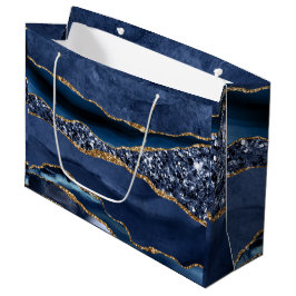 Blauw Goud Glitter Agate Marmer Trend Voor Haar Groot Cadeauzakje